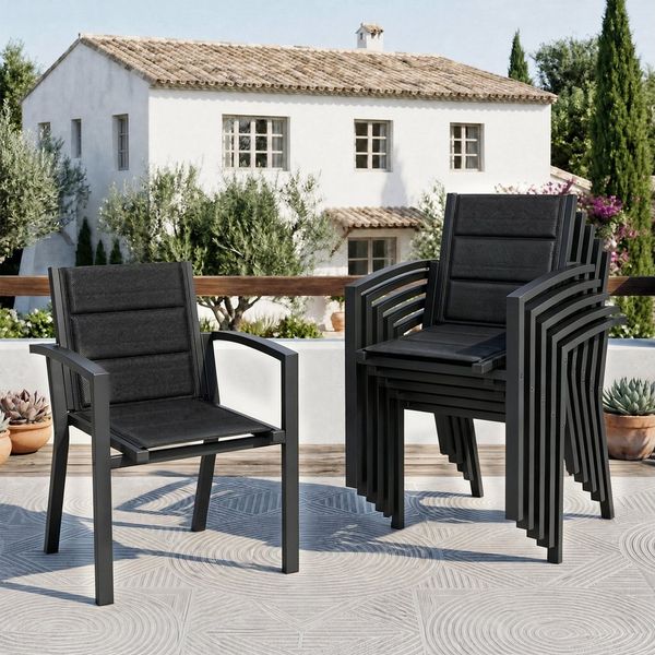 HOMALL Gartenstuhl Stapelbare Aluminiumstühle Outdoor Stühle 2/4/6er Set, Bis 160kg (Gewicht ca. 3,5 kg, erhältlich in drei Farben, geeignet für Camping, Pool, Grillszenarien (ohne Tisch), 6 St)