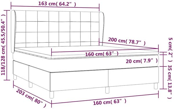 vidaXL Boxspringbett mit Matratze Dunkelblau 160x200 cm Samt 3129223 Bild 8