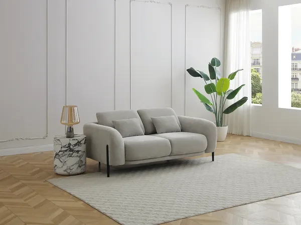 Vente-unique - ARAVIO Sofa Stoff Grau - B 102 cm x H 100 cm75 cm x L 170 cm