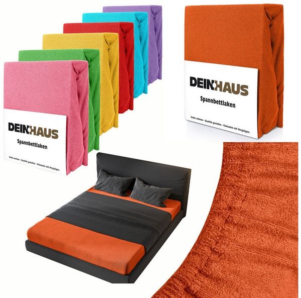 DH DEIN. HAUS Spannbettlaken Frottee SOFT, Baumwolle, Gummizug: rundum, (1 Stück), weich saugfähig atmungsaktiv Rundumgummi formstabil bis 20 cm