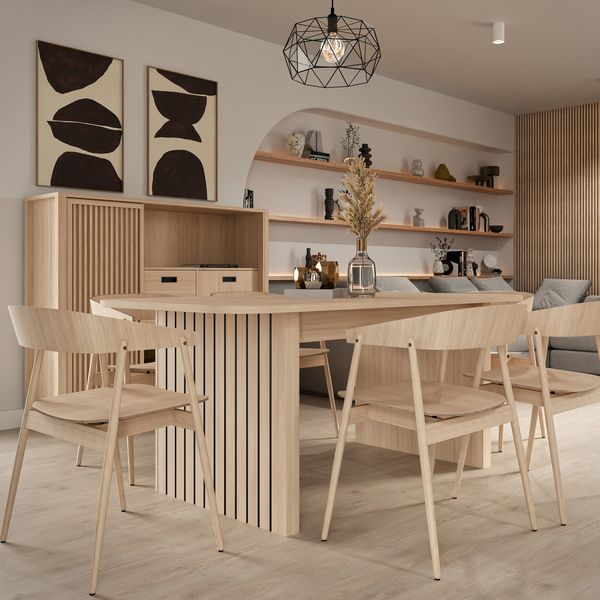 Forte JYTANA Esstisch 180, moderner Esszimmertisch, ausziehbar, Holzwerkstoff, Riva Eiche Holzdekor, 180 cm breit x 76,9 cm hoch x 90 cm tief