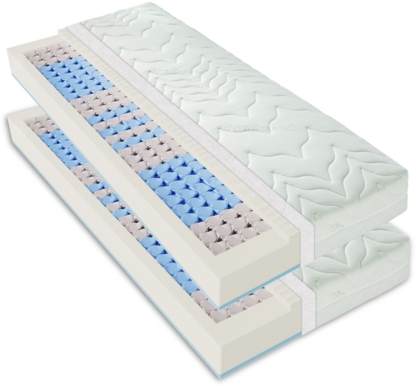 Taschenfederkernmatratze H2 H3 180x200 cm (2 x 90x200 cm), VARIO LUX Greenfirst – Höhe ca. 22cm, Matratze 180x200, Bezug mit Greenfirst® Veredelung