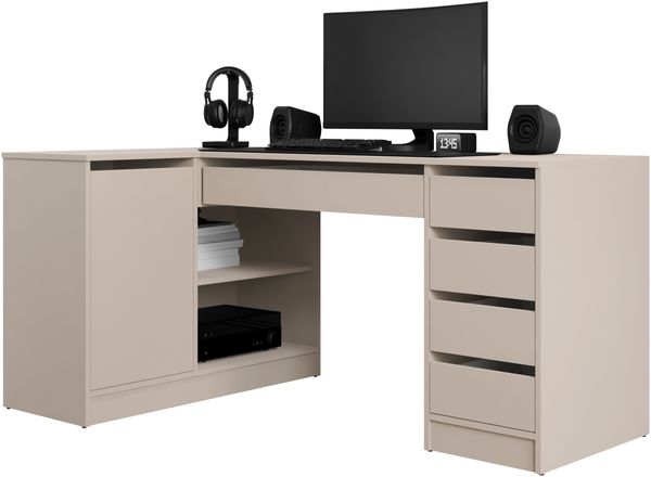 Eckschreibtisch / Eckschminktisch Ada (Farbe: Sandbeige)