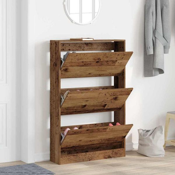 vidaXL Schuhschrank mit Regal Altholz 80 x 21 x 125,5 cm Holzwerkstoff 869102