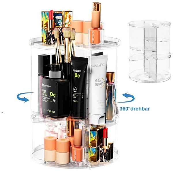 SURFOU Badorganizer Drehbarer Make up organizer schminktisch organizer kosmetik organizer (parfüm organizer, make up organizer drehbar, Richtige Größe, 1 St, 360° drehbarer make up organizer skincare organizer), Verstellbare Tabletts, endlose Rotation,...