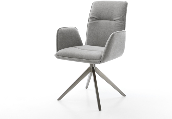 Drehstuhl Vinja-Flex Strukturstoff Soft Grau Kreuzgestell breit Graphit 360° drehbar Wippfunktion