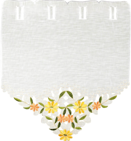 ARSVITA Fenstergardine mit Stickerei, Blumen oder Schmetterlingen bestickte 35x40cm Fensterbild, in vielen verschiedenen Designs verfügbar (Farbe: Grün - Gelb)