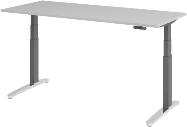 bümö elektrisch höhenverstellbarer Schreibtisch 180x80 cm mit Memory-Steuerung - Design Schreibtisch höhenverstellbar elektrisch, elektrischer Schreibtisch grau, Gestell graphit/alu, XBHM19-5-GC
