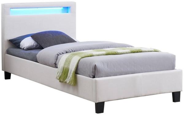 CARO-Möbel 'HIMALAYA' Polsterbett mit LED 90x200 cm, weiß