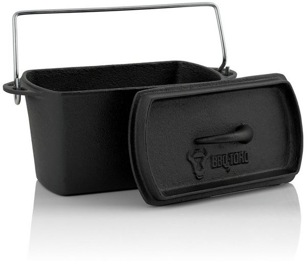 BBQ-Toro Bräter Gusseisen Backtopf, 2 Liter, BBQ Dutch Oven Topf, Bräter mit Deckel, Gusseisen (2-tlg)