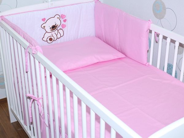 Primawela Babybettwäsche Baby Bettset -5-6 teiliges Set mit Chiffon Himmel Nestchen- BÄRCHEN, 6 teilig