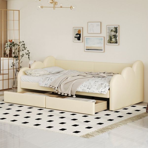autolock Schlafsofa Polsterbett 90*200cm,Schlafsofa mit 2 Ablagefächern