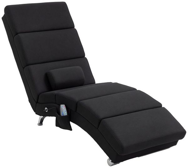 HOMCOM Massagesessel Relaxliege mit Massagefunktion (Elektrischer Loungesessel, 1-St, Sessel mit hoher Rückenlehne, Fernbedienung), Fernsehsessel mit 5 Modi, Kissen, Schwarz