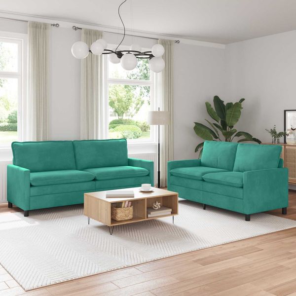 vidaXL Sofa Set 2 pcs Türkis Samt 3417154