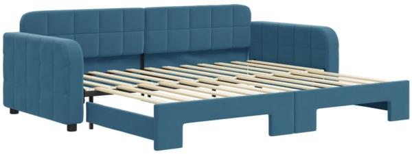 vidaXL Tagesbett Ausziehbar Blau 90x200 cm Samt 3196928
