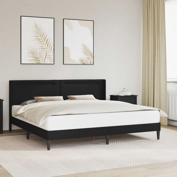 vidaXL Bettrahmen mit LED-Lichtleisten Schwarz 200 x200 cm Kunstleder 42027991