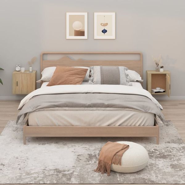 vidaXL Wand-Nachttische 2 Stk. Sonoma-Eiche 50x30x47 cm 816871