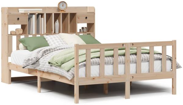 vidaXL Massivholzbett mit Regal ohne Matratze 140x200 cm Kiefernholz 3321743