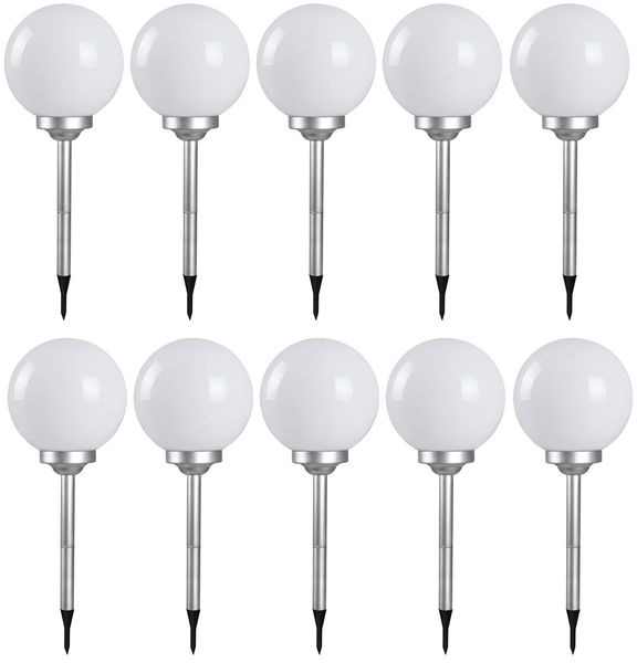 10er Set LED Solar Steckleuchten, Kugelform, 30 cm, SOLAR