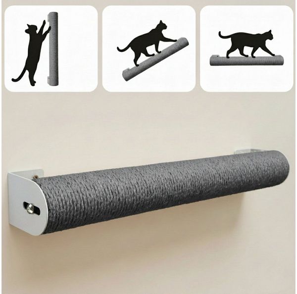eyepower Kratzbaum zur Wandmontage - 60 cm Wandkratzbaum für Katzen - Sisal Kratzstamm, Sisalstamm Wand - Katzenkratzbaum platzsparend - Kletterwand Katze Bild 3