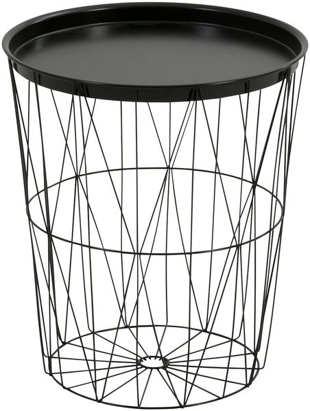 greemotion Drahtkorb-Tisch mit Tablett, Stahl, Ø ca. 40 cm, Höhe ca. 46 cm