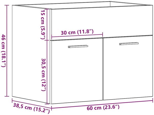 vidaXL Waschbeckenunterschrank Schwarz Eichen-Optik 60x38,5x46 cm 862025 Bild 12