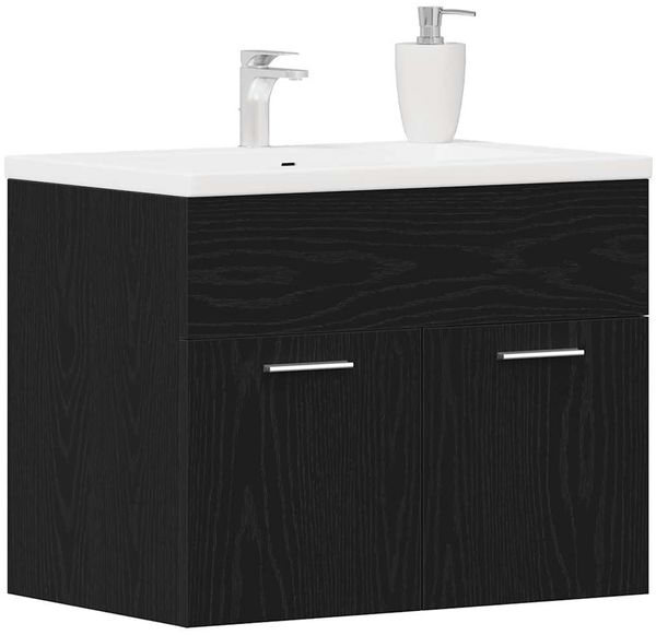 vidaXL Waschbeckenunterschrank Schwarz Eichen-Optik 60x38,5x46 cm 862025 Bild 4