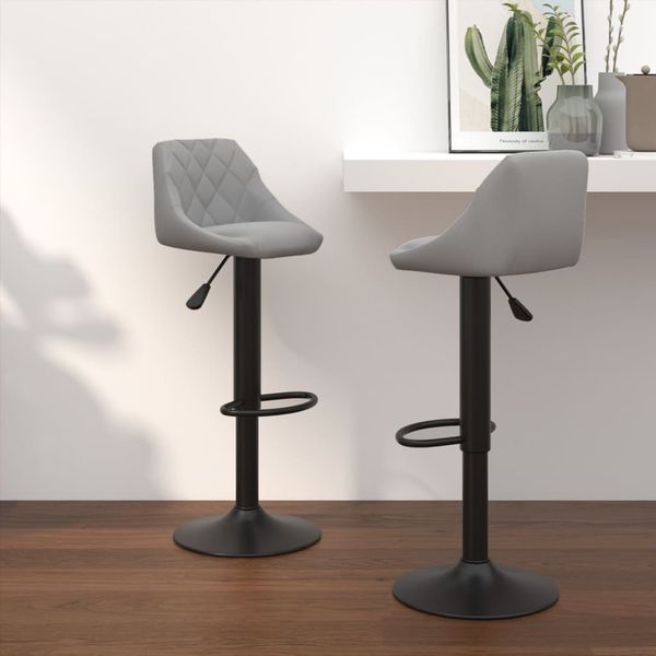 vidaXL Barhocker 2 Stk. Hellgrau Samt 335349