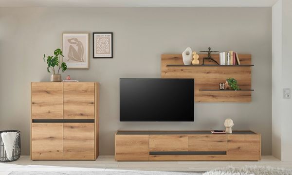 Home affaire Wohnwand City/Giron, moderne Anbauwand, Komplettset in vielen Farben verfügbar, (Set, 3-St), enthält ein Lowboard, ein Highboard & ein Wandboard