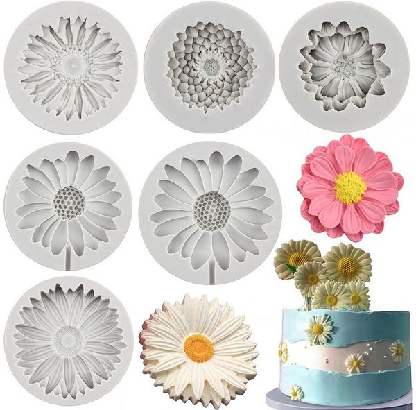 FOUORTUNATE-BEE Silikonform 6er-Set Silikonform für Gänseblümchen-Blüten, (6-tlg), Back- und Schokoladenform für Kuchen und Süßigkeiten