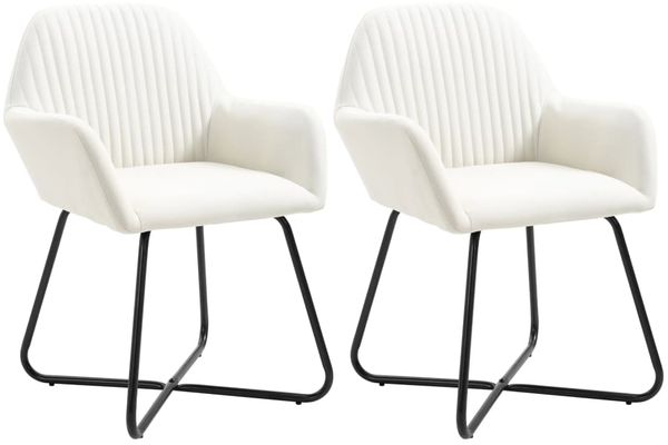 vidaXL Esszimmerstühle 2 Stk. Creme Stoff [249809]