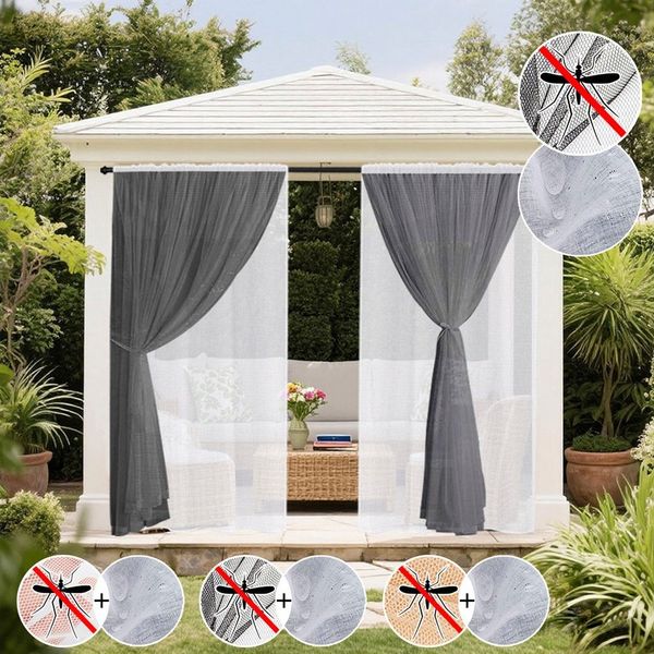 BTTO V&G Outdoorvorhang Outdoorvorhang Wasserdicht Moskitonetz Outdoor Vorhang,2 Lagen Design (2 St), transparent, Rod Pocket,Sonnenschutz & Sichtschutz,für Balkon Rasen Garten