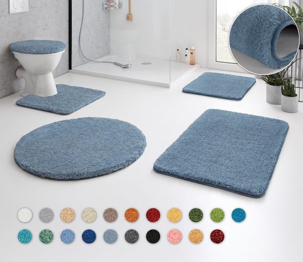 Kleine Wolke Badematte RELAX, Badvorleger, Badezimmer Teppich, Höhe 30 mm, rutschhemmend beschichtet, fußbodenheizungsgeeignet, Polyacryl, WC-Deckelbezug, WC-Deckelbezug, Badteppich, meliert, rechteckig, rund & als Set erhältlich