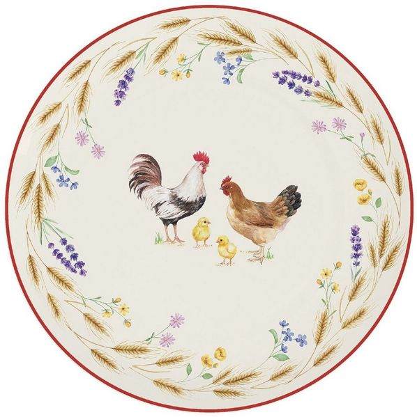 EasyLife Frühstücksteller Country Life, Spülmaschinengeeignet, Mehrfarbig, Hühner, ⌀ 19cm, Mehrfarbig, Hühner