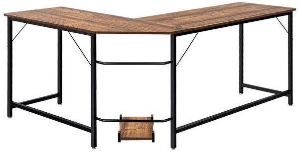 KOMFOTTEU Eckschreibtisch Computertisch Gaming Tisch, in L-Form, 167,5 x 125,5 x 73,5 cm