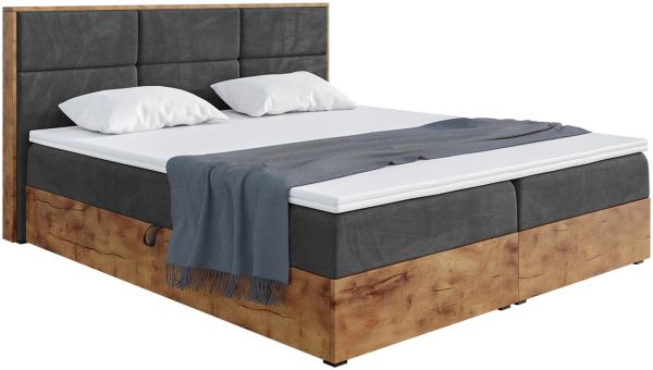 MEBLINI Boxspringbett LOFTY 2 200x220 cm mit Bettkasten - H4/Schwarz Samt Polsterbett - Doppelbett mit Topper & Taschenfederkern-Matratze Bild 2