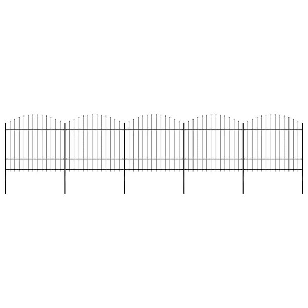 vidaXL Gartenzaun mit Speerspitze Stahl 892,5 x 175 cm Schwarz 277743