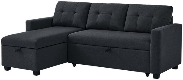 Sofa L Form Campina Anthrazit 226 x 163 cm mit Schlaffunktion Vitalispa