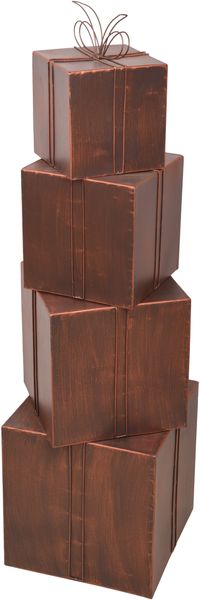 Geschenkpakete MEFO 4er Set - Stahl Rostfarben 48x35x35cm | Metall-Dekoration Weihnachten