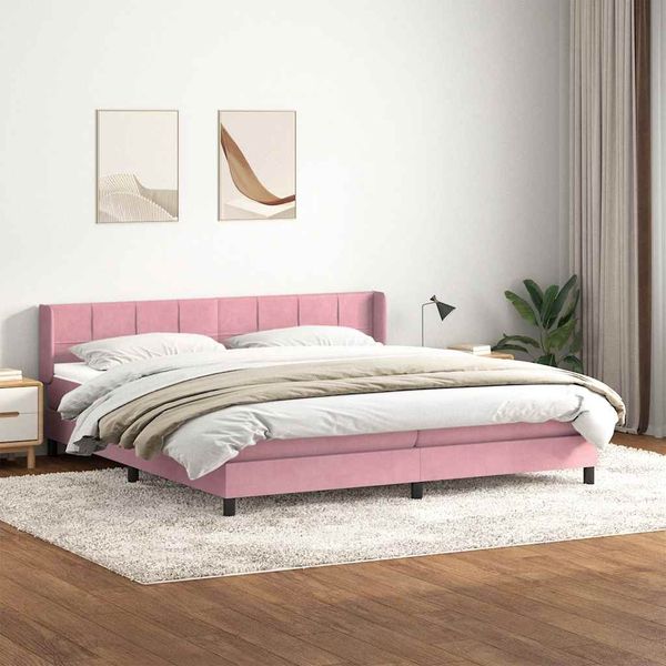 vidaXL Boxspringbett mit Matratze Rosa 180x210 cm Samt 3318128