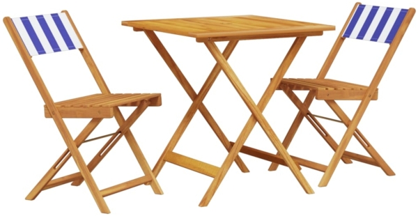 vidaXL 3-tlg. Bistro-Set Blau und Weiß Stoff und Massivholz 3281873