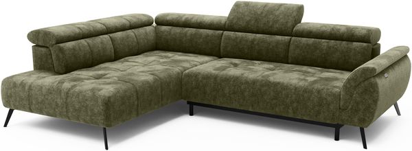 Ecksofa Ottomane links Chenille 284x208x79 grün VALENTINA
