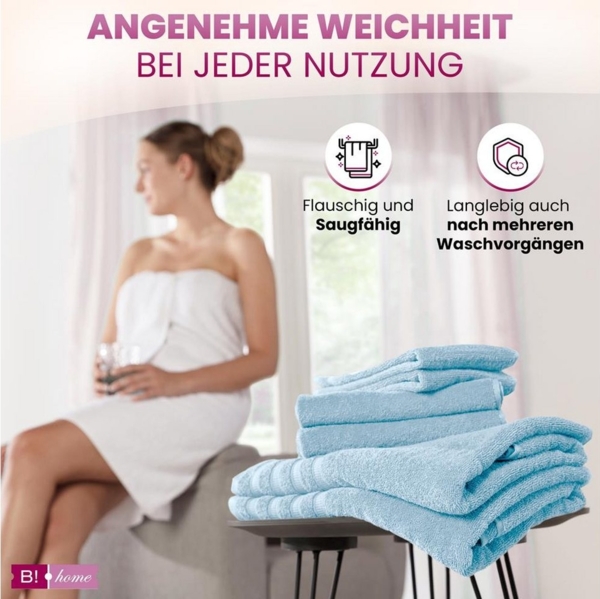B!HOME Handtücher Set Saunatücher, Duschtücher, Gästehandtücher 100% Baumwolle, (Spar-Set, 4-St), flauschig saugfähig Frottee weich