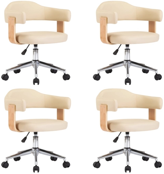 vidaXL Esszimmerstühle 4 Stk. Drehbar Creme Kunstleder 3054897