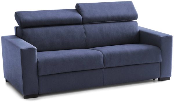 Dmora 2-Sitzer Schlafsofa Aieie, Wohnzimmersofa mit drehbarer Öffnung, verstellbare Kopfstützen und schmale Armlehnen, 100 % Made in Italy, 180 x 95 x 85 cm, Blau