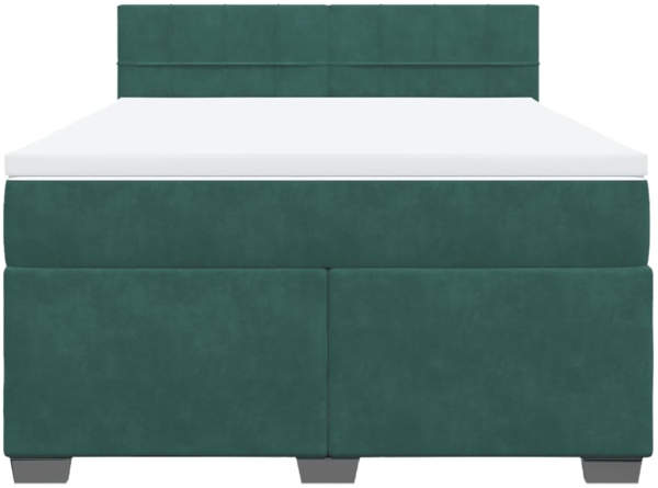 vidaXL Boxspringbett mit Matratze Dunkelgrün 140x200 cm Samt 3286333 Bild 3