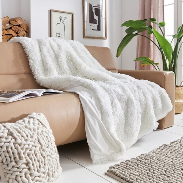 Wohndecke Kunstfelldecke Weiß Decke Kuscheldecke Fell Wohndecke 130x170, Home-trends24. de, Kunstfell