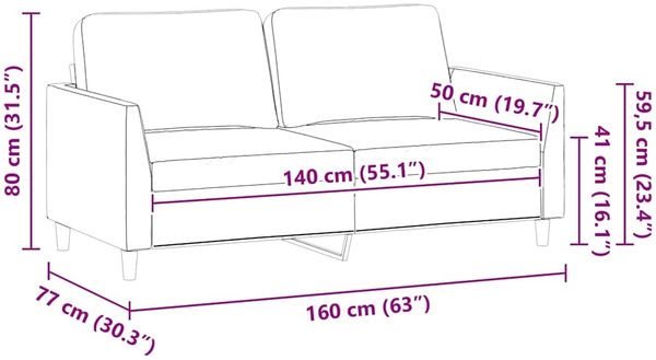 vidaXL 2-Sitzer-Sofa Grau 140 cm Kunstleder 359335 Bild 9