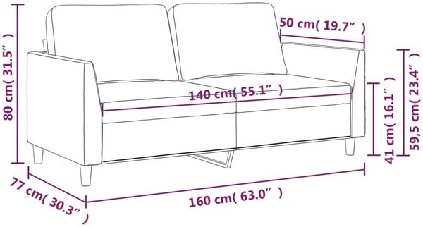 vidaXL 2-Sitzer-Sofa Grau 140 cm Kunstleder 359335 Bild 8