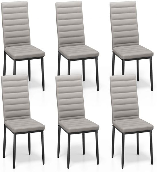Bealife Esszimmerstühle 6er-Set, Esszimmerstühle-Set für Küche, Esszimmer, Esszimmerstuhl aus Kunstleder mit hoher Rückenlehne, modern (Hellgraues PU-Leder, 6er Set)